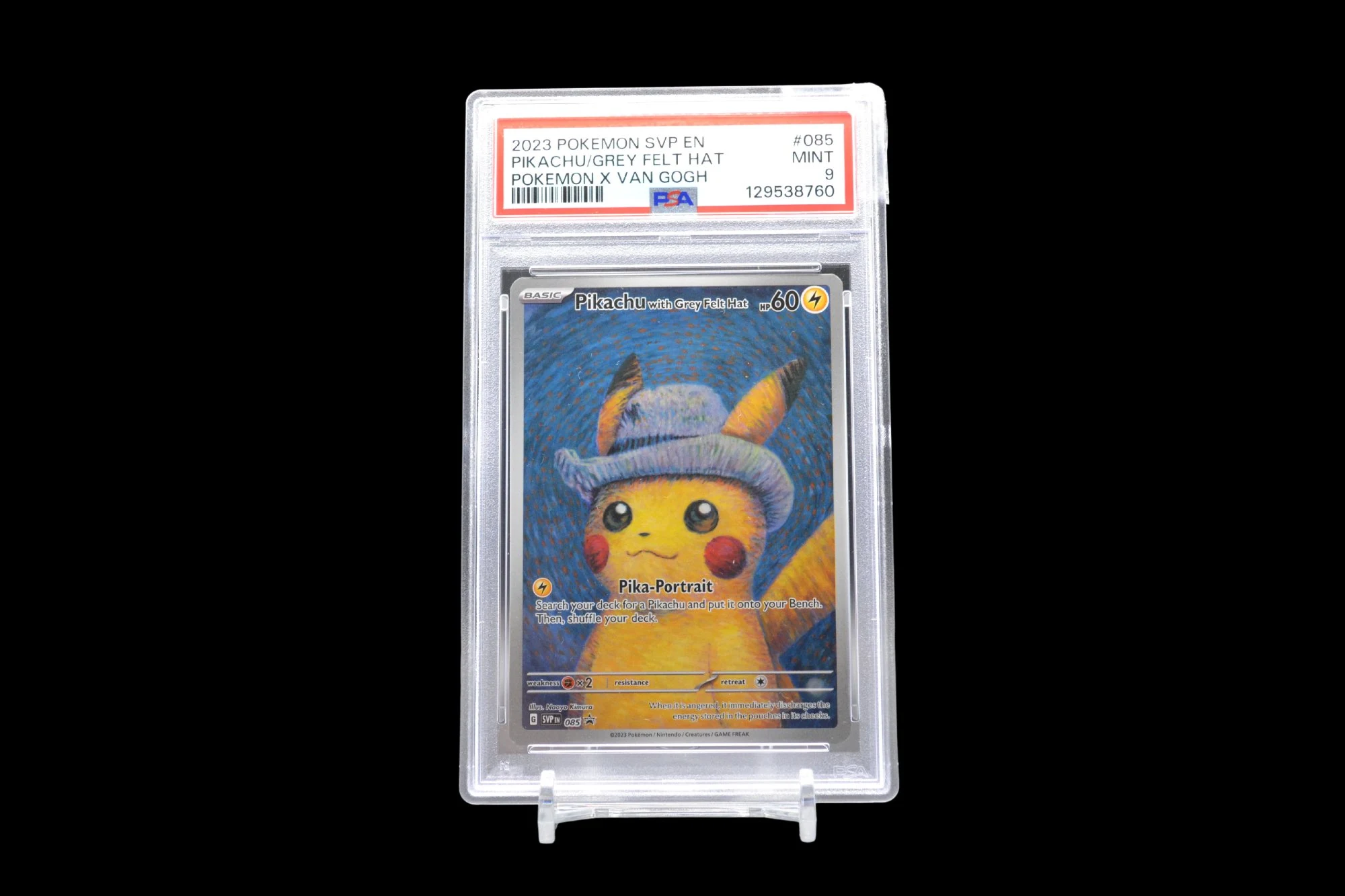 Pikachu Grey Felt Hat PSA 9 — Pokémon x Van Gogh